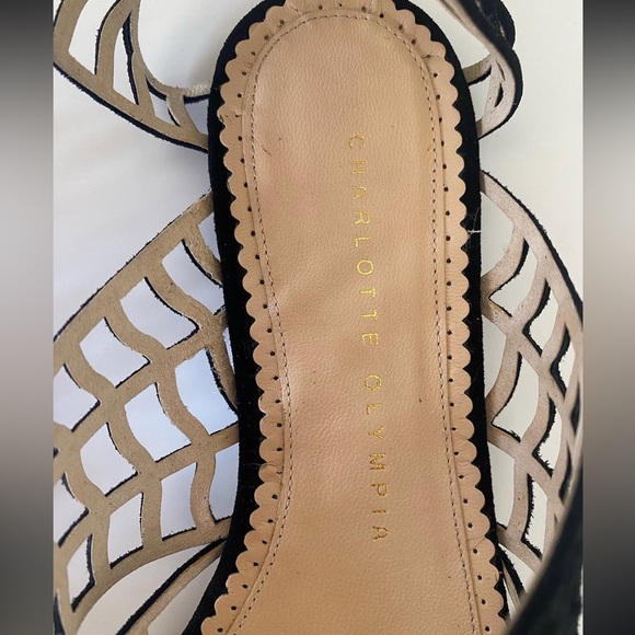 New Charlotte Olympia Miss Muffet Black Spider Web Sandals - Picture 6 of 7